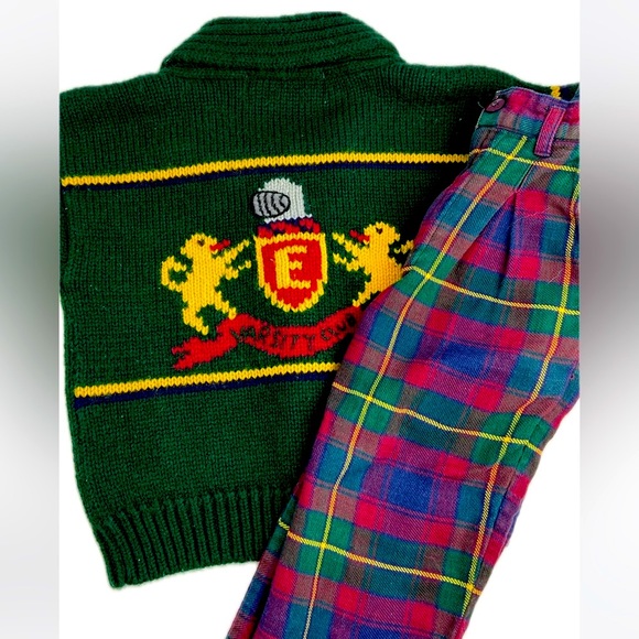 Vintage 90s The Eagle’s Eye Varsity cable cardigan sweater - Picture 2 of 11